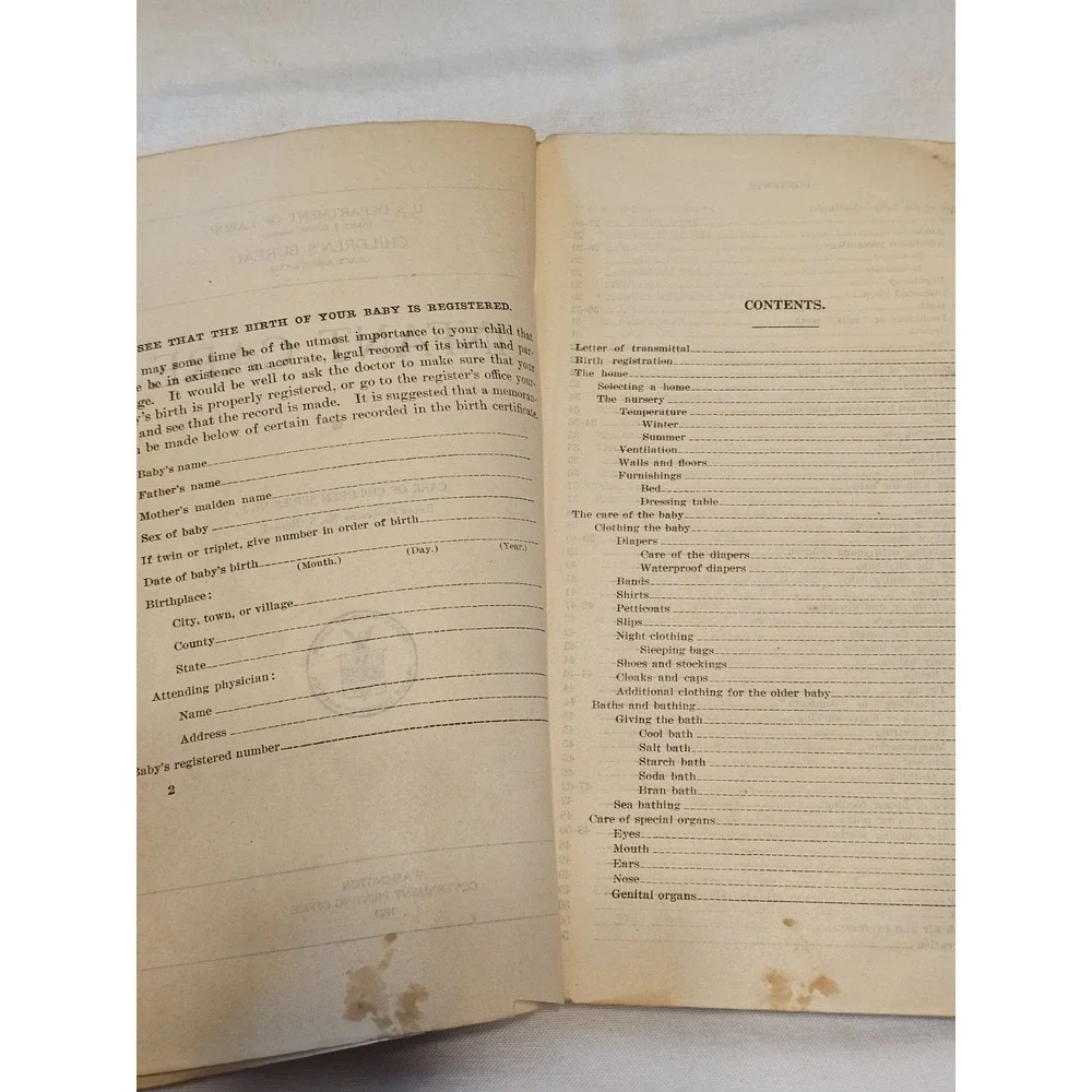 Vintage Antique 1923 Original Edition Infant Care U.S. Dept Of Labor